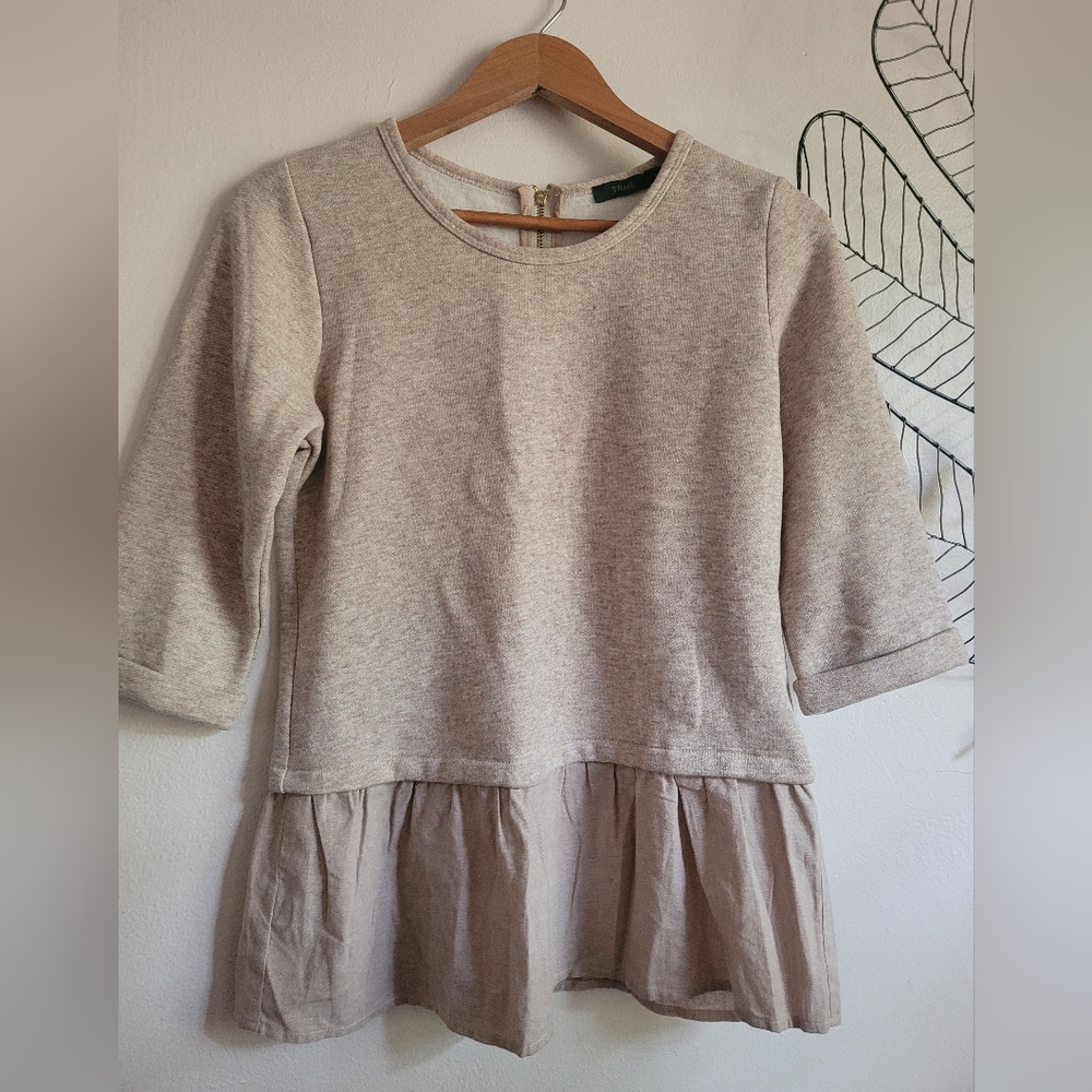 THML oatmeal colored 3/4 knit oversized top MEDIUM